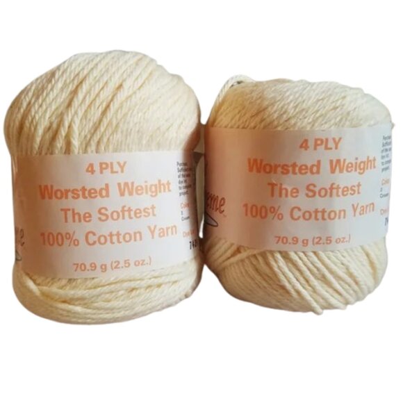 Vintage 100% Cotton Cream Yarn from Peaches and Creme 4ply Set Of 2! - Picture 3 of 11